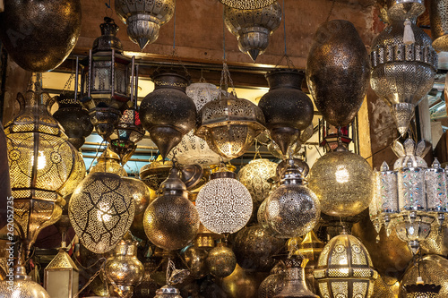 Lamps for sale in the Souk of Marrakech, Morocco