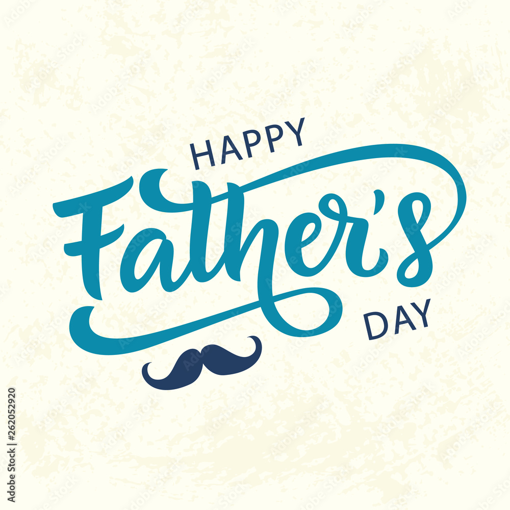 Happy Fathers Day greeting with hand written lettering - obrazy, fototapety, plakaty 