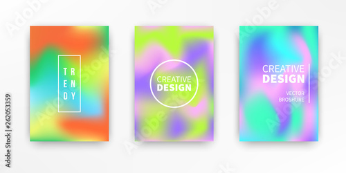 Holographic retro 80s, 90s vector futuristic covers set