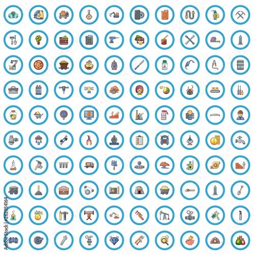 100 tool shop icons set. Cartoon illustration of 100 tool shop vector icons isolated on white background