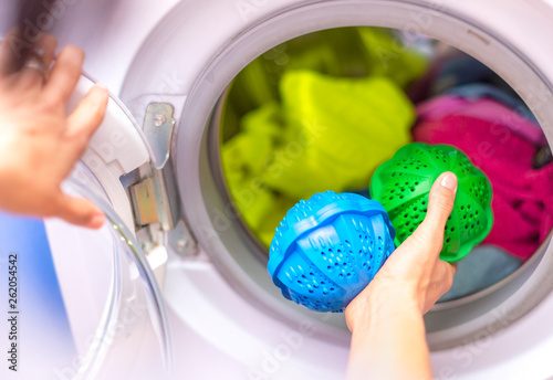 Laundry eco washing thermoplastic spheres photo
