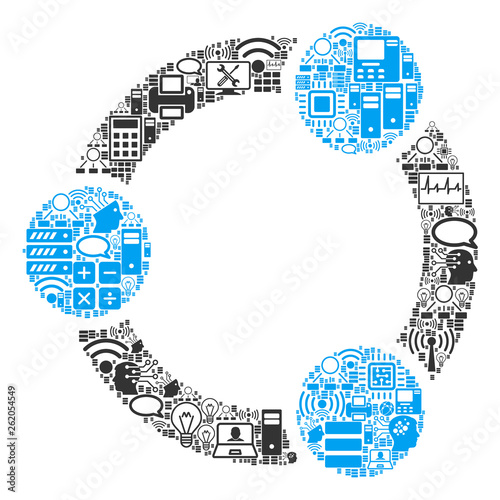 Cooperation composition icon organized for bigdata and computing illustrations. Vector cooperation mosaics are organized from computer, calculator, connections, wi-fi, network,