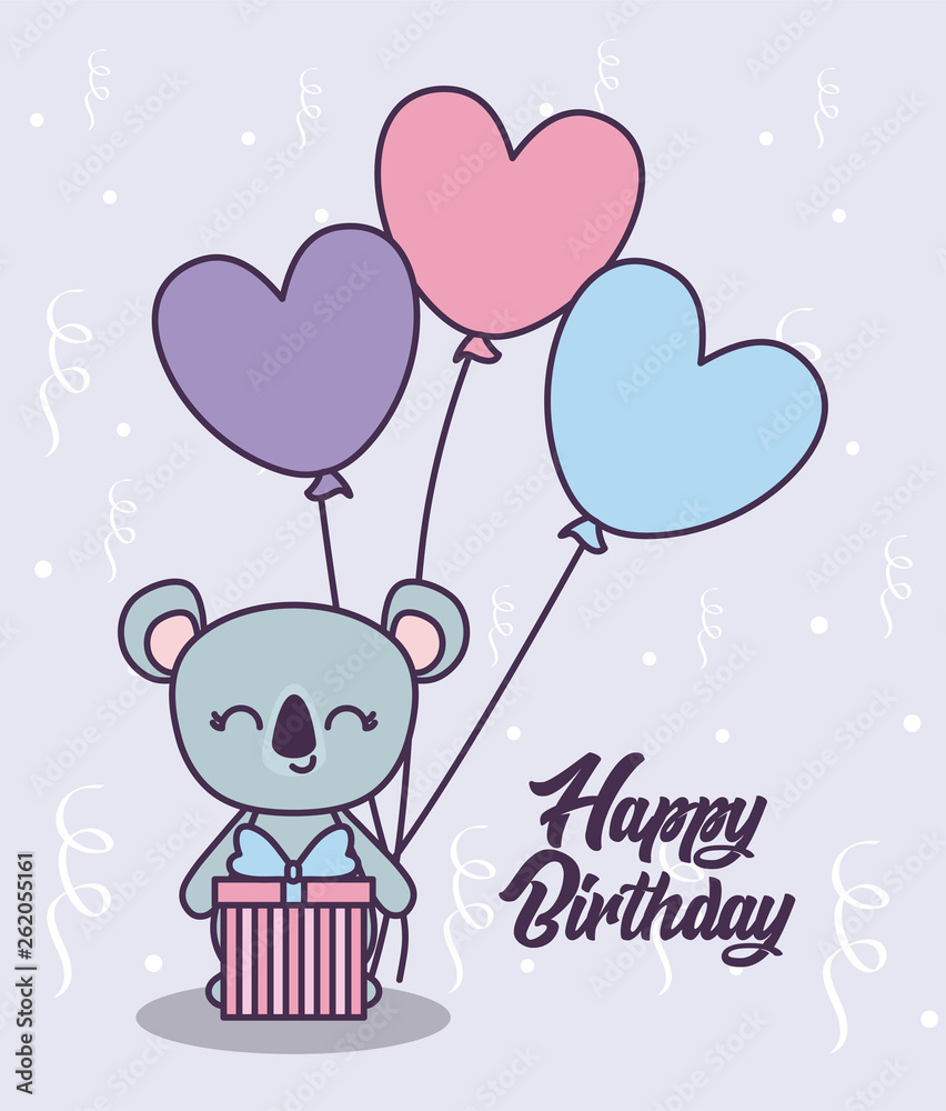 happy birthday card with cute koala happy birthday card with cute koala