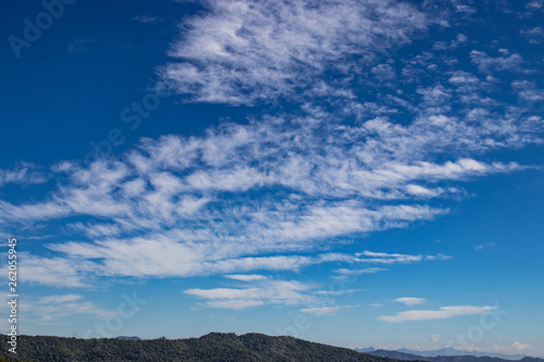 Beautiful mountain landscape with mountain forest and blue sky in Thailand