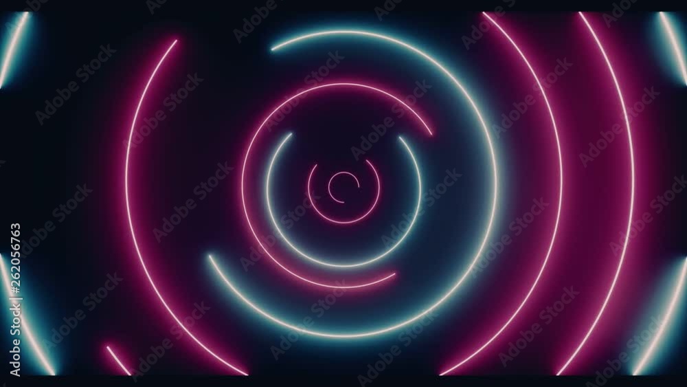 Spiral Loopable Neon Glowing Fluorescent Retro Sci Fi Futuristic Purple Blue Laser Circle Rotating Lights On Dark Black Plain Background Empty Space Spiral Loopable Neon Glowing Fluorescent Retro Sci Fi Futuristic Purple Blue Laser Circle Rotating Lights On Dark Black Plain Background Empty Space