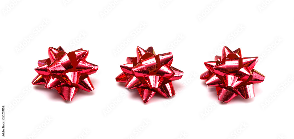 Gift Bows in a Row on a White Background Gift Bows in a Row on a White Background