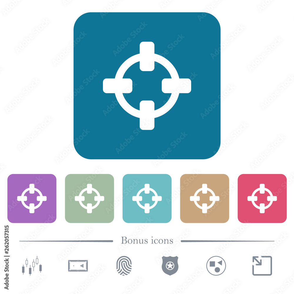 Target flat icons on color rounded square backgrounds Target flat icons on color rounded square backgrounds
