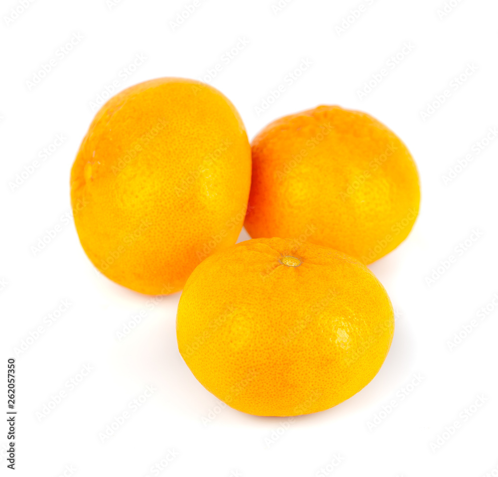 Three tangerines (mandarin) on a white background, fruit Three tangerines (mandarin) on a white background, fruit