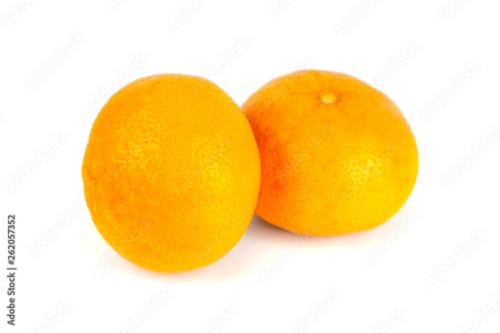 Two tangerines (mandarin) on a white background, fruit Two tangerines (mandarin) on a white background, fruit
