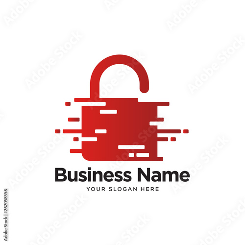 tech padlock logo designs with creative minimalist circuit