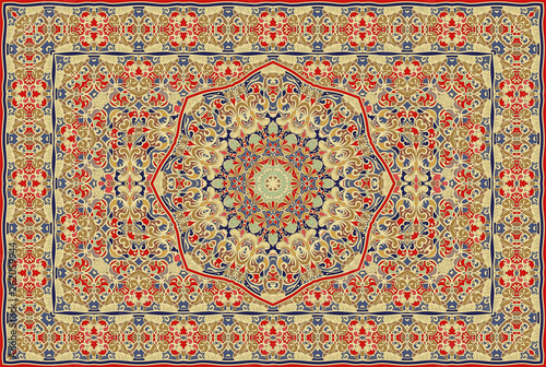Vintage Arabic pattern. Persian colored carpet. Rich ornament for fabric design, handmade, interior decoration, textiles.