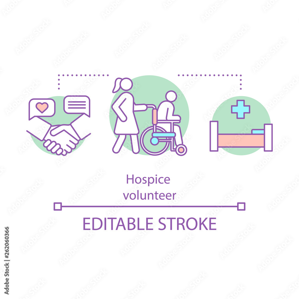 Hospice volunteer concept icon Hospice volunteer concept icon