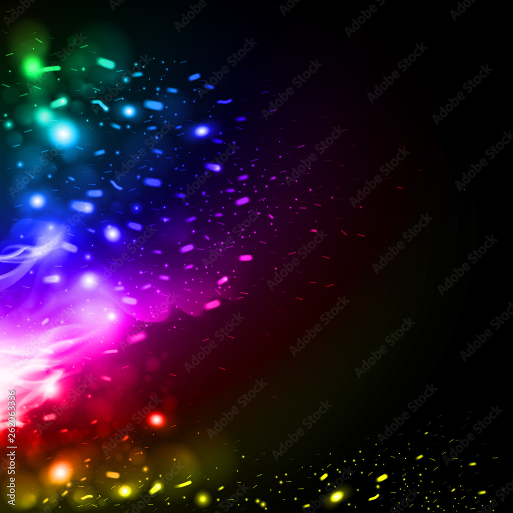 Flying Fiery Sparks with Fire in Rainbow Color. Burning Fire Flames Elements for Design