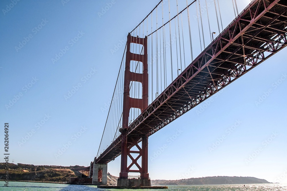 Gorgeous Golden Gate Bridge on Blue sky background. San Francisco, California. Gorgeous Golden Gate Bridge on Blue sky background. San Francisco, California.