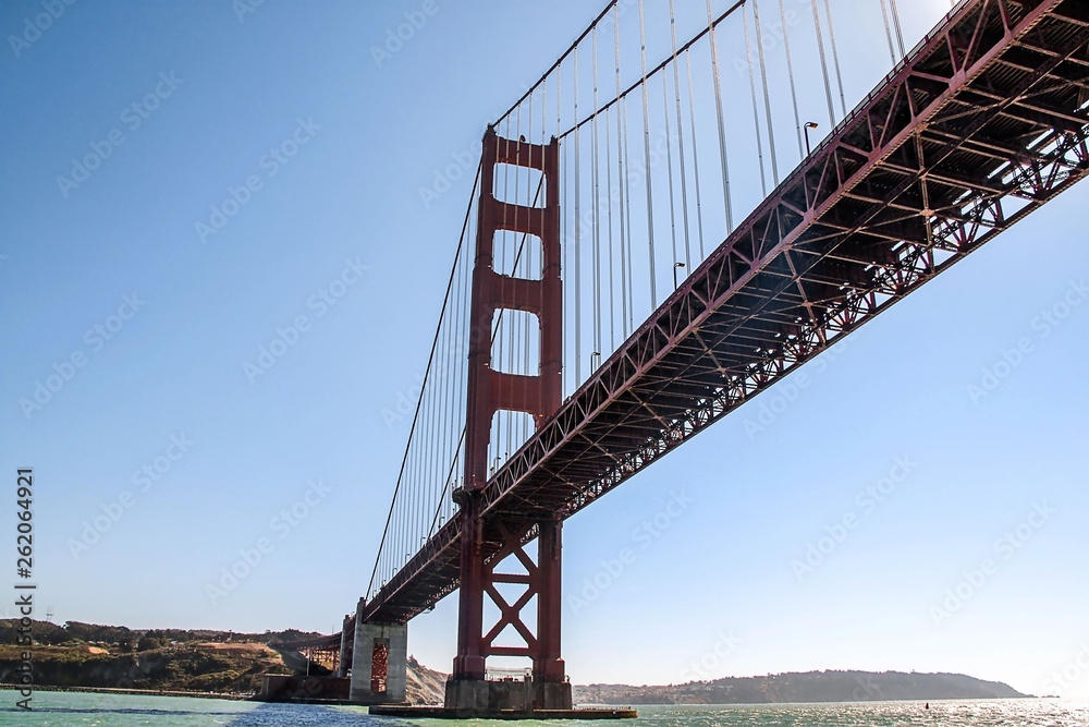 Gorgeous Golden Gate Bridge on Blue sky background. San Francisco, California.