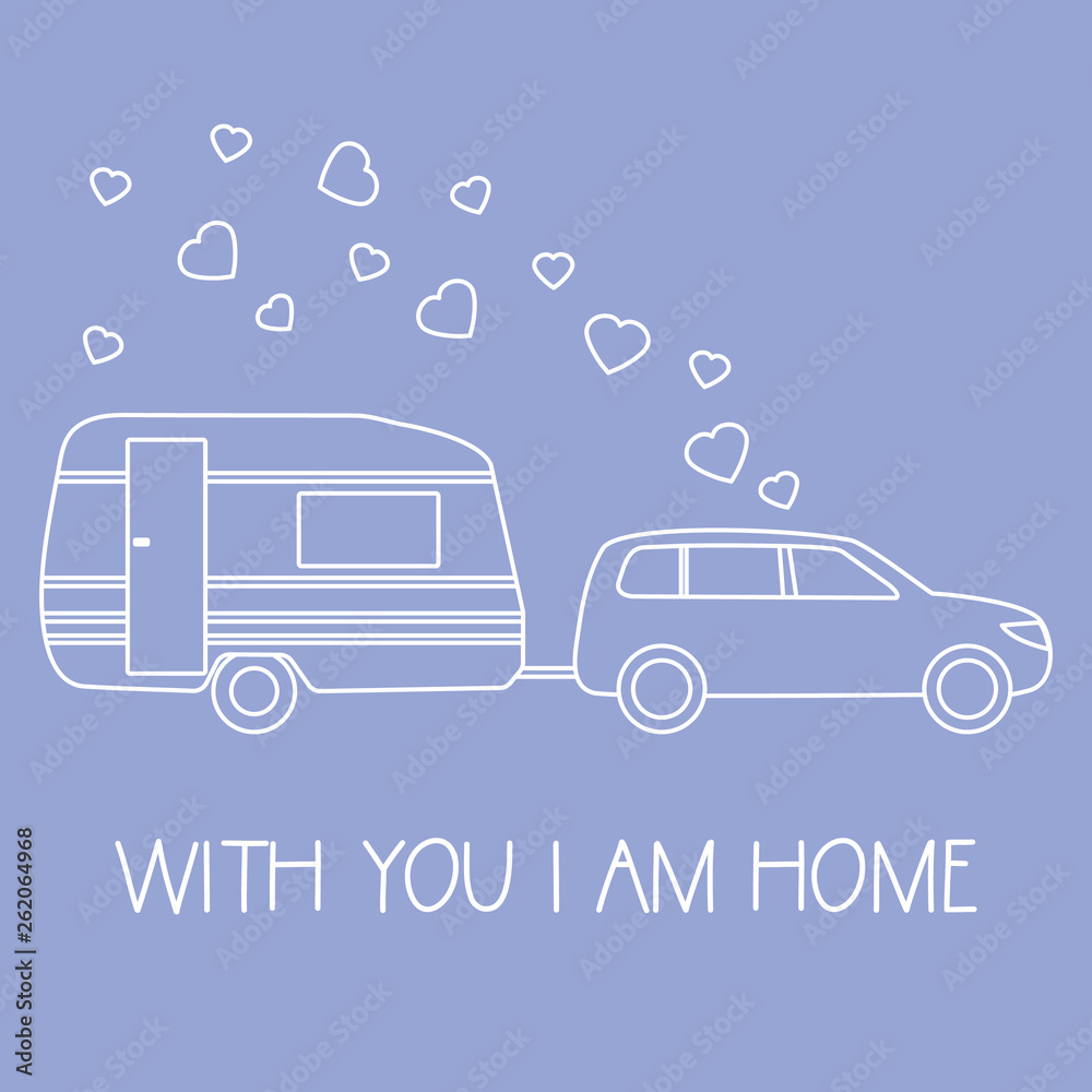 Car, trailer. Valentine's day, wedding. Romantic Car, trailer. Valentine's day, wedding. Romantic