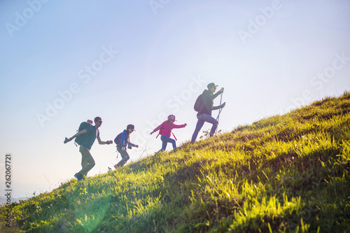 Canvas Print family in a hike