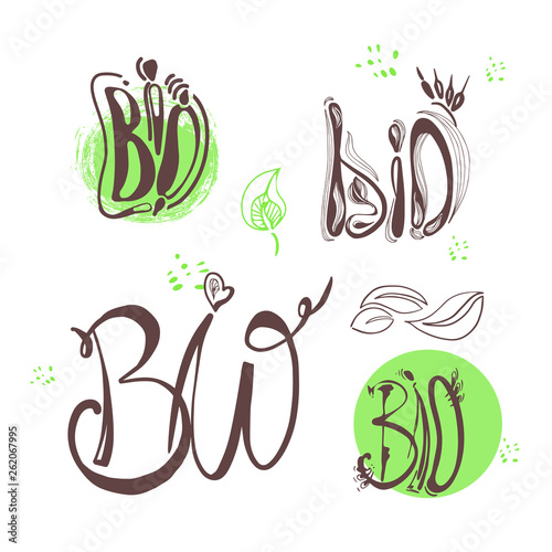 Logo label bio, leaves natural. eps 10