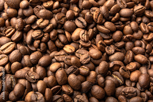 Coffee beans. Brown coffee, background texture, close-up