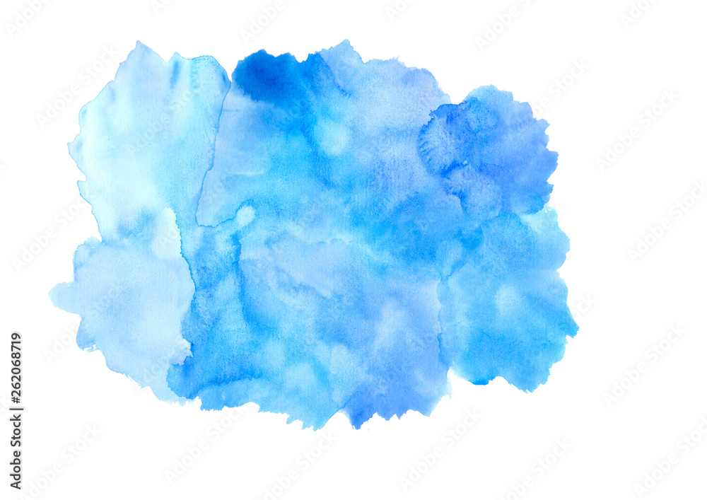 blue watercolor strokes isolated on white background.Blue paint shades blue watercolor strokes isolated on white background.Blue paint shades