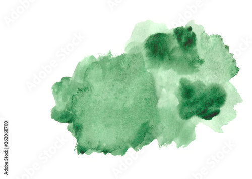 green watercolor strokes isolated on white background.Green paint shades