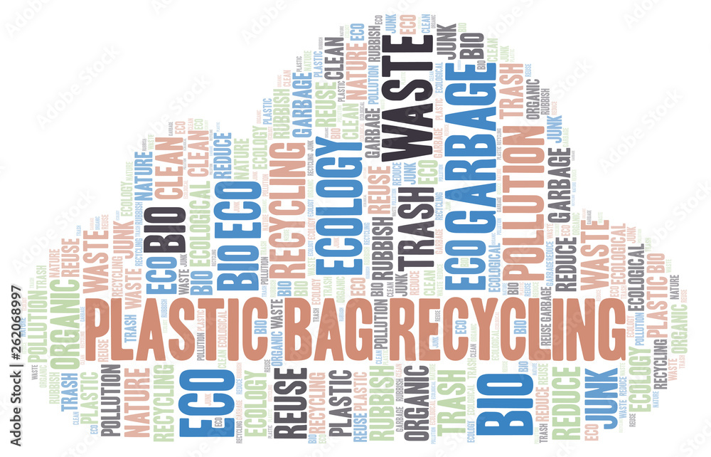 Obraz premium Plastic Bag Recycling word cloud.