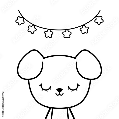 cute dog animal with garlands hanging