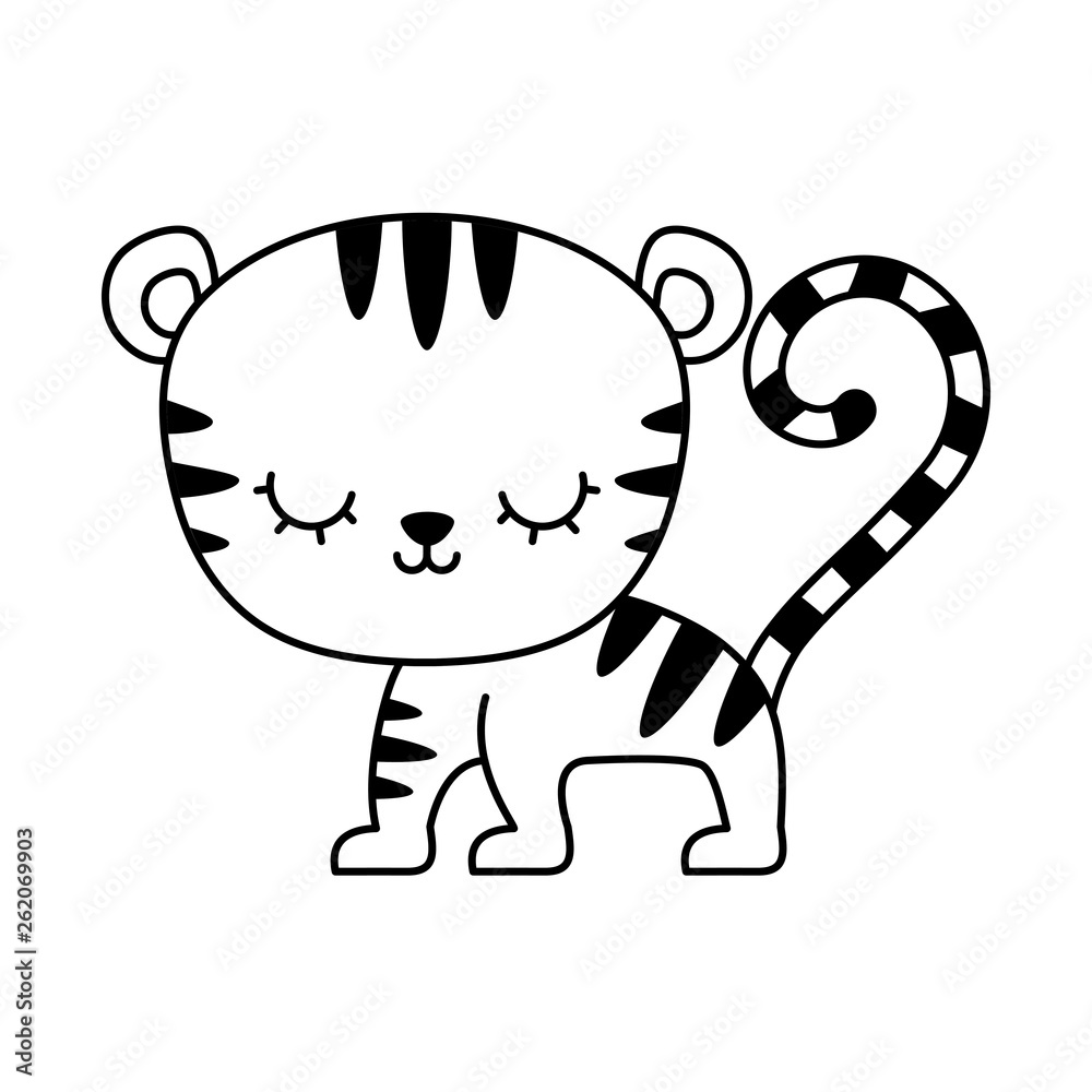 Fototapeta premium cute tiger animal isolated icon
