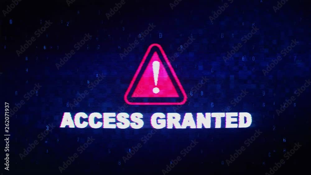 Access Granted Text Digital Noise Twitch and Glitch Effect Tv Screen ...