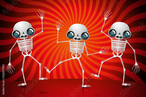 Three skeletones dancing - Halloween concept photo