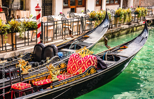 typical gondolas in venice - italy