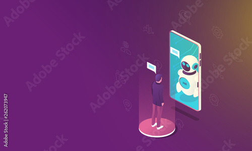 Digital technology banner. Modern template with artificial intelligence. Data analysis. Artificial intelligence in 3d style. Artificial intelligence digital brain future technology isometric