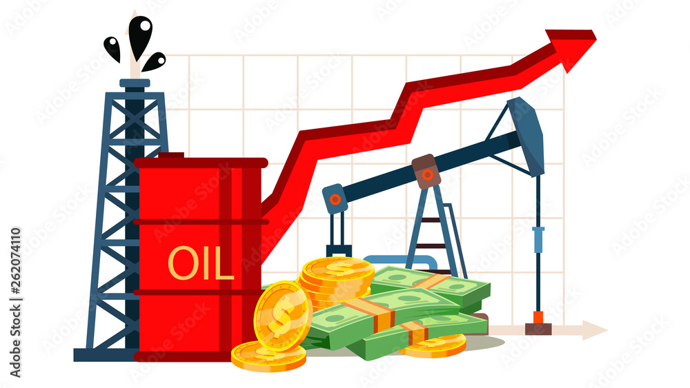 Petroleum Cost Inflation, Oil Industry Vector Banner. Price Inflation, Increase Graph. Stock Market Growth, Rising Dollar Value. Financial Literacy. Petrol Refinery, Production Flat Illustration Petroleum Cost Inflation, Oil Industry Vector Banner. Price Inflation, Increase Graph. Stock Market Growth, Rising Dollar Value. Financial Literacy. Petrol Refinery, Production Flat Illustration