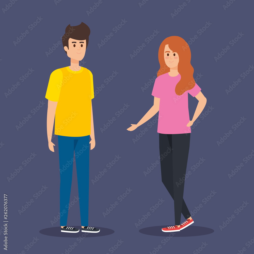 cute boy and girl couple with casual clothes cute boy and girl couple with casual clothes