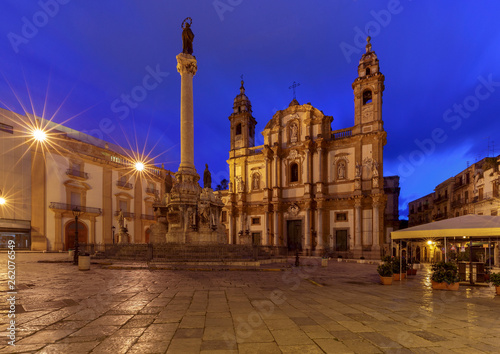 Palermo. Church of St. Dominic at dawn.