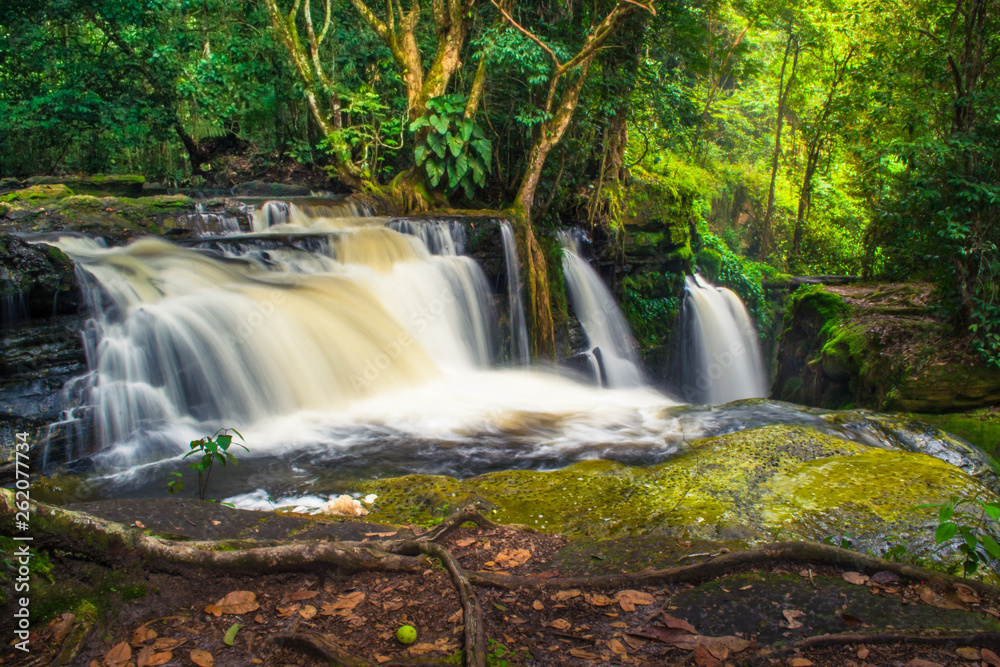 waterfall in forest, near Amazonka, Brazil