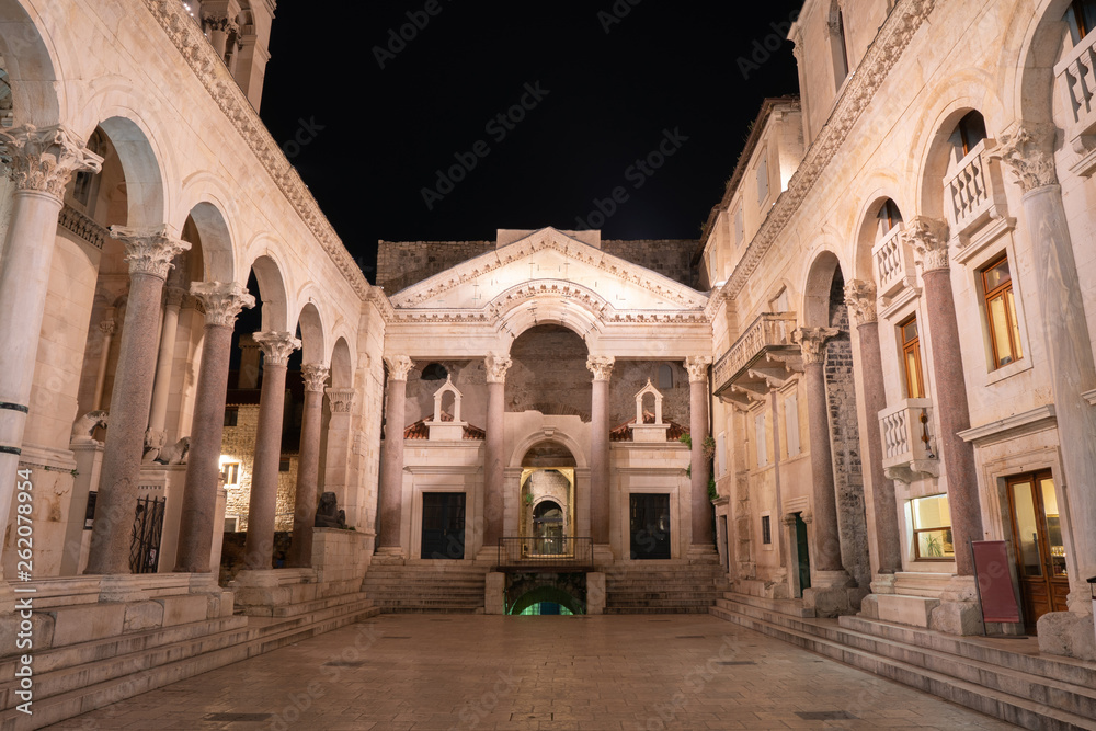 Night View of Diocletian's Palace in Split, Croatia
