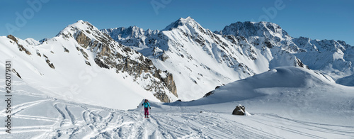 Switzerland, Grand Saint Bernard Pass, Pain de Sucre, Mont Fourchon, ski touring in the mountains photo