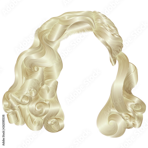 trendy woman hairs  kare blond colors . beauty fashion . retro style curls . realistic 3d .