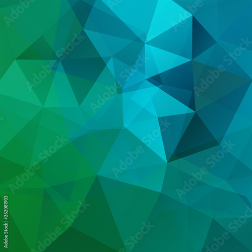 Abstract background consisting of green, blue triangles. Geometric design for business presentations or web template banner flyer. Vector illustration