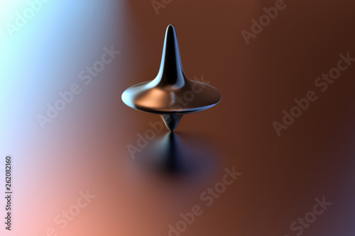 Foto 3D frendering of a spinning top on motion