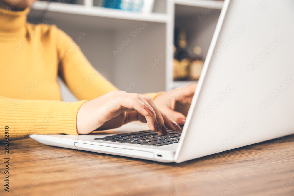 woman working in computer keyboard woman working in computer keyboard