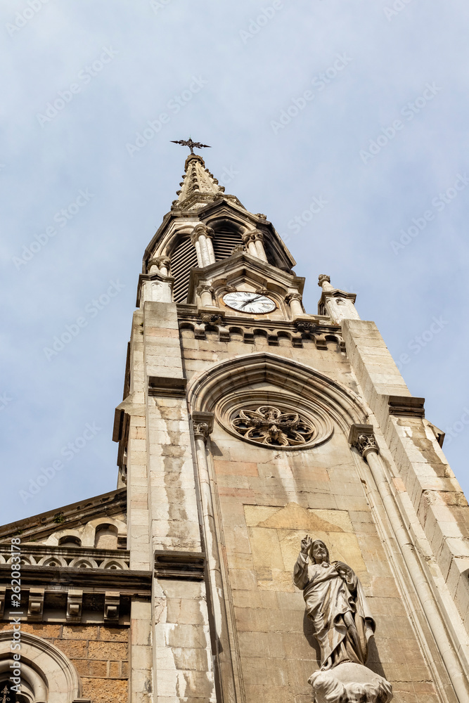 The facade of the old ancient church