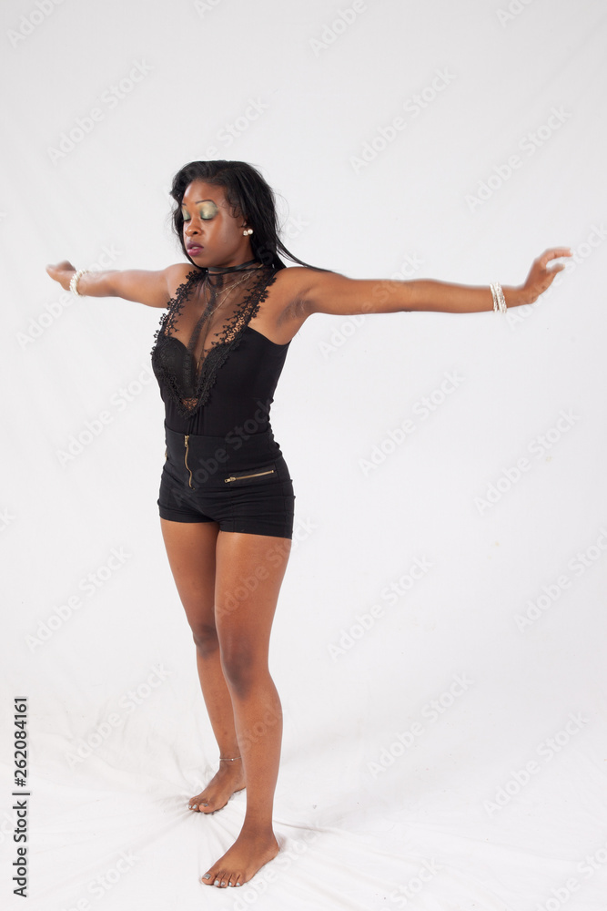 Lovely Black woman dancing