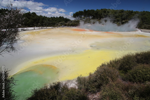 an incredible volcanic hot water pool near rotorua on northern island of new zealand