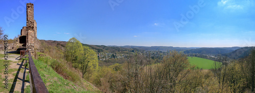 Ruine Windeck mit Panorama Aussicht in die alte Siegschleife photo