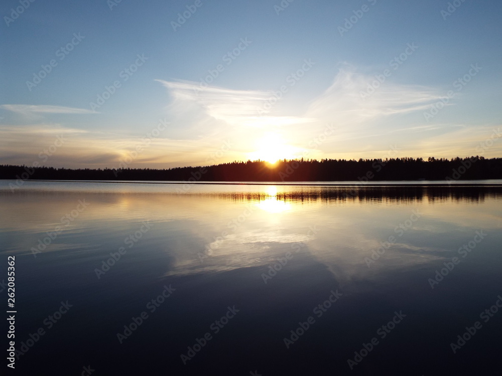 Sunset over the lake