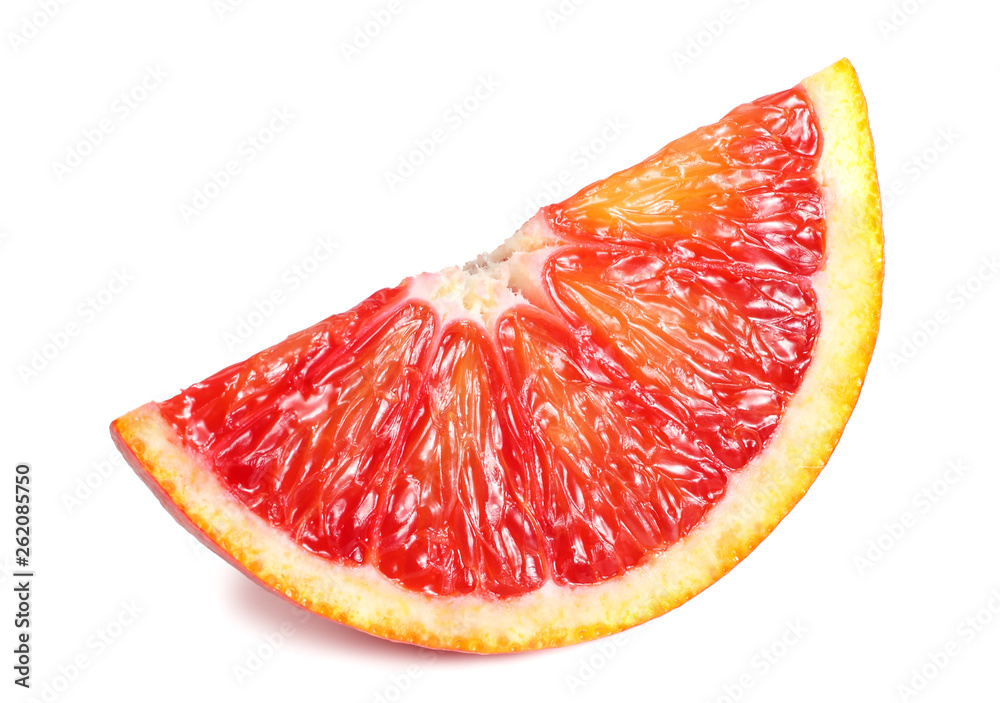 Slice of red blood orange isolated on white background Slice of red blood orange isolated on white background