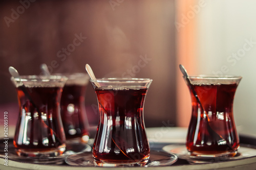 Turkish tea on a tray - Tea service - Tea Glasses