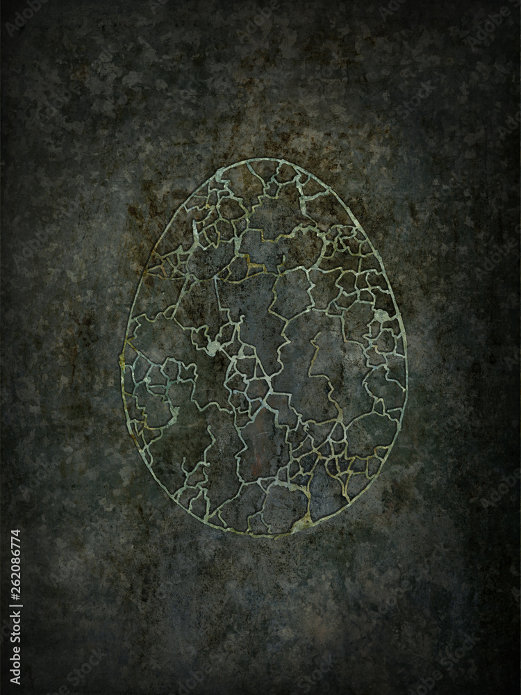 Naklejka premium easter egg on the grunge background metal texture